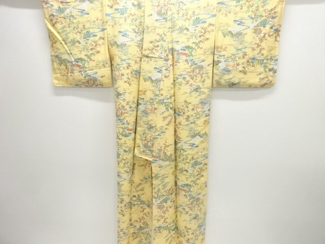  未使用品　流水に楼閣模様小紋着物